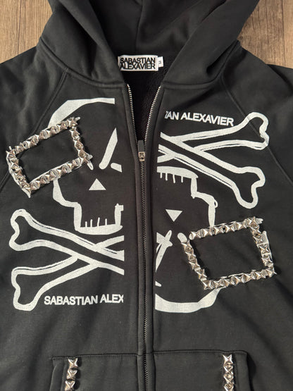 STUDDED CROSSBONE ZIP-UP