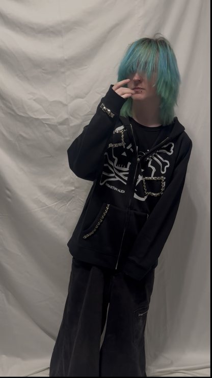 STUDDED CROSSBONE ZIP-UP